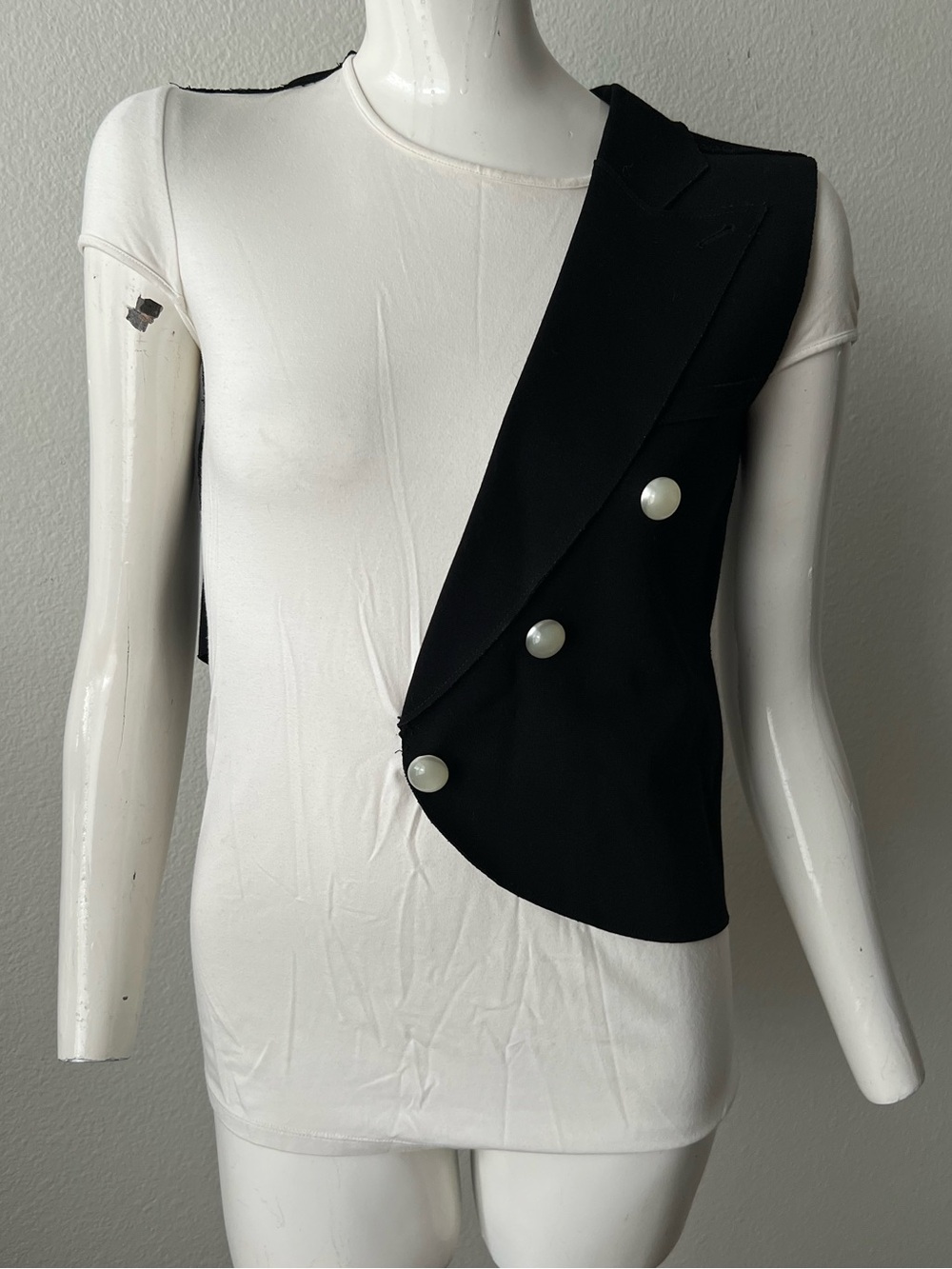 ARMANI EXCHANCE Avangard Asymmetrical Tuxedo Top- 40- MADE IN ITALY